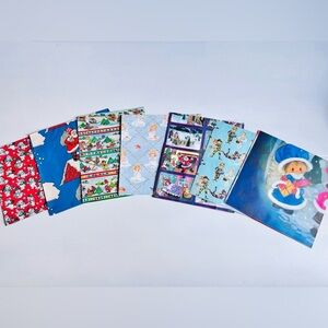 Vintage Christmas Wrapping Paper Bundle 7 Sheets Retro
